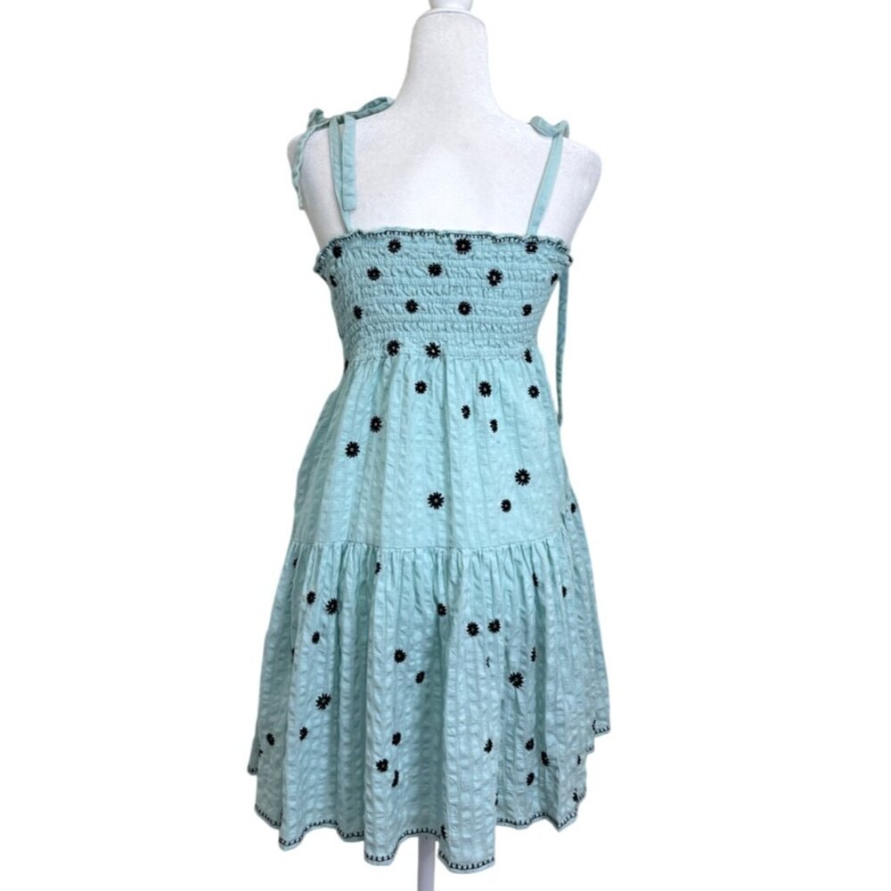 Tanya Taylor Size S Swim Cover-Up Lina Dress Sundress Embroidered Smocked Cotton - Picture 3 of 9